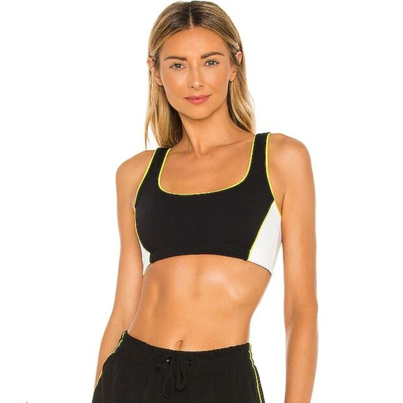 GIGI C SPORT CELESTE BRA BLK/WHT/GRN Removable padding. Elastic band. Made in US - Picture 1 of 4
